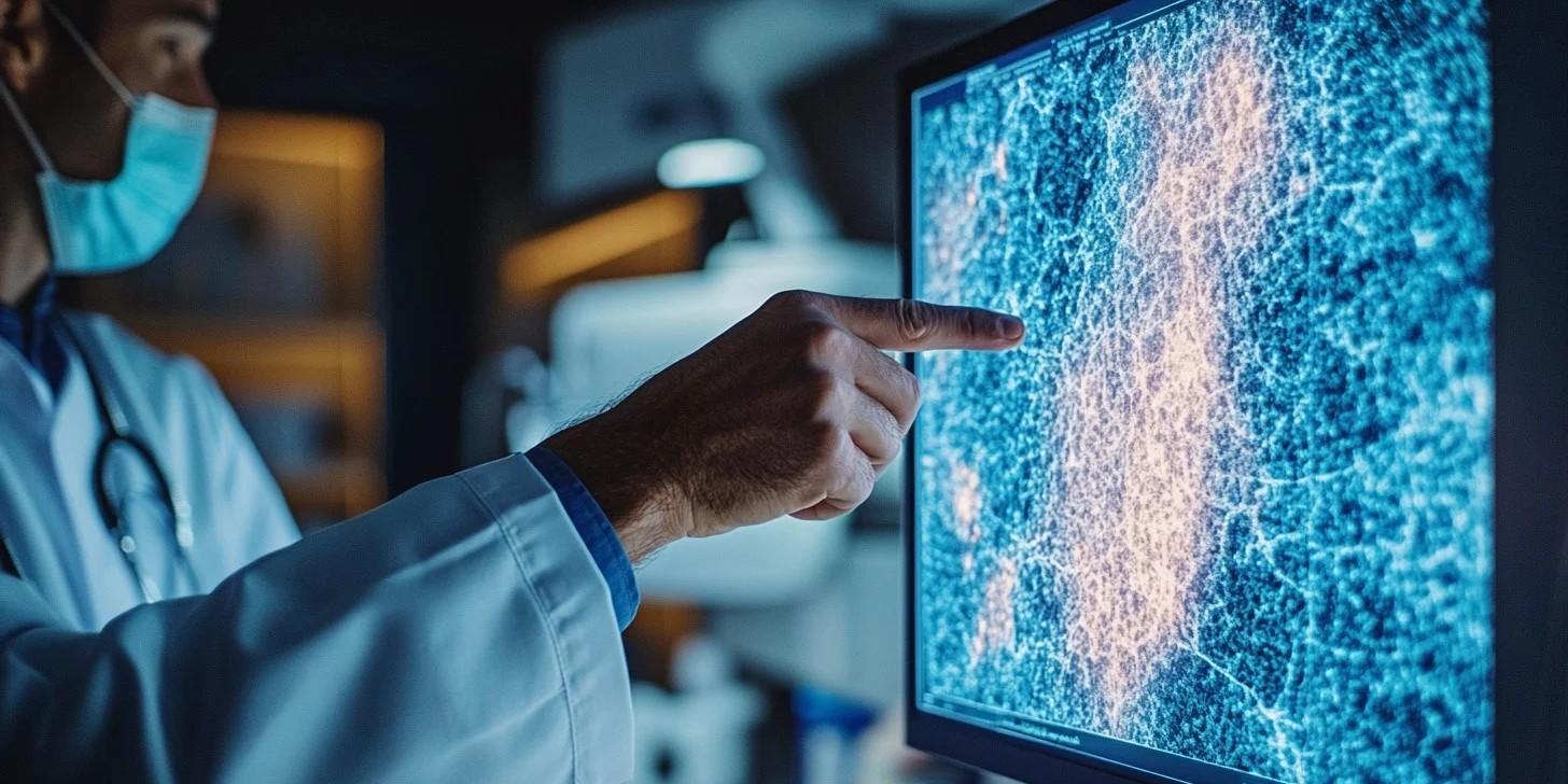 Photo of doctor analysing data